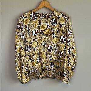 Vintage Laura & Jayne Collection Gold Patterned Relaxed Blouse